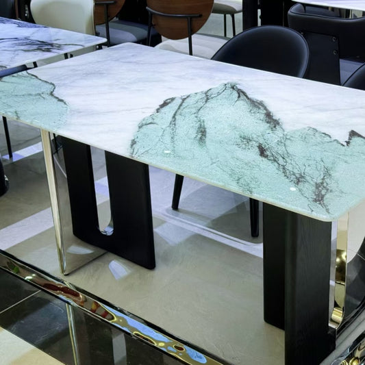 Super crystal luxury stone square marble dining table-海智集-
