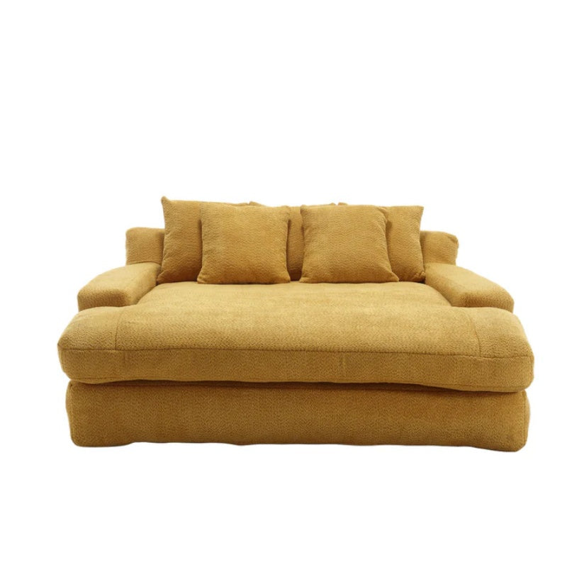 COOLMORE Chenille 2-seater lazy sofa With 5 back pillows,Comfy Sofa- Deep Seat Couch for Living Room,Club (Mustard yellow)-海智集-Default-