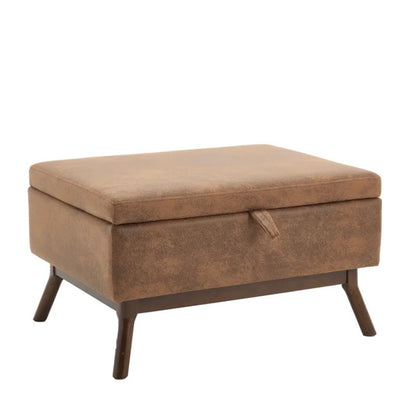 Mid-century modern square coffee table storage bench, assembled, suitable for living room, entryway and family room, used as a coffee table, stirrups, shoe bench-海智集-Default-