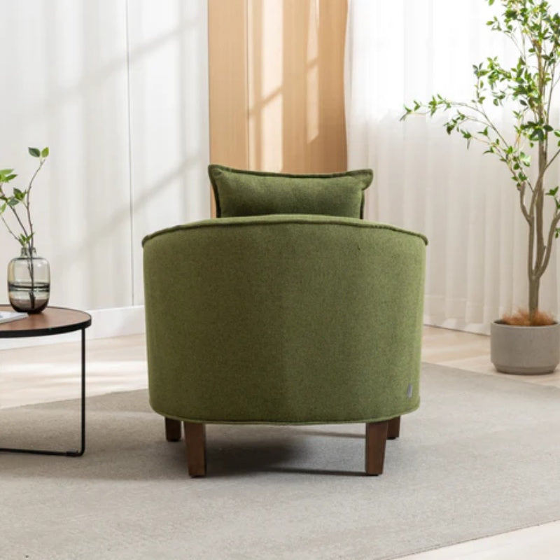 COOLMORE Accent Chair with Ottoman, Mid Century Modern Barrel Chair Upholstered Club Tub Round Arms Chair for Living Room-海智集-Default-
