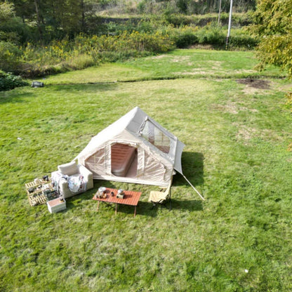 Inflatable Camping Tent Easy Setup 4 Season Glamping Tent with High Performance Inflatable Structure 4-6 Persons Waterproof Windproof Outdoor Self-Supporting Blow up Tent Air Tent Portable House Beige-海智集-Default-