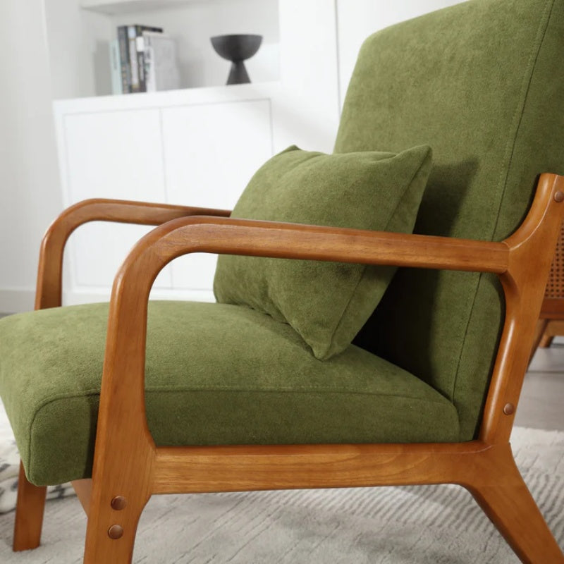 COOLMORE Modern Accent Chair, Solid Wood Padding Lounge Armchairs With One pillow for Living Room, Bedroom, Guest Room (Green)-海智集-Default-