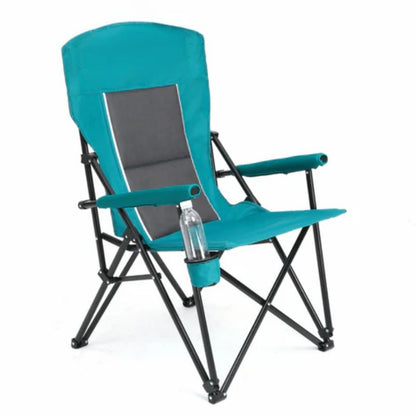 High Back Heavy Duty Lawn Chair Support 250LBS, Portable Collapsible Chair with Cup Holder -Blue-海智集-Default-