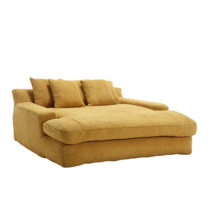 COOLMORE Chenille 2-seater lazy sofa With 5 back pillows,Comfy Sofa- Deep Seat Couch for Living Room,Club (Mustard yellow)-海智集-Default-