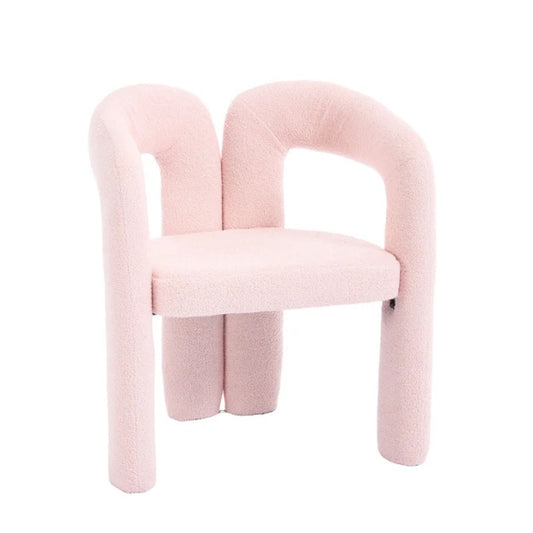 COOLMORE Contemporary Designed Velvet Upholstered Accent/Dining Chair with Armrests in Pink Teddy-海智集-Default-