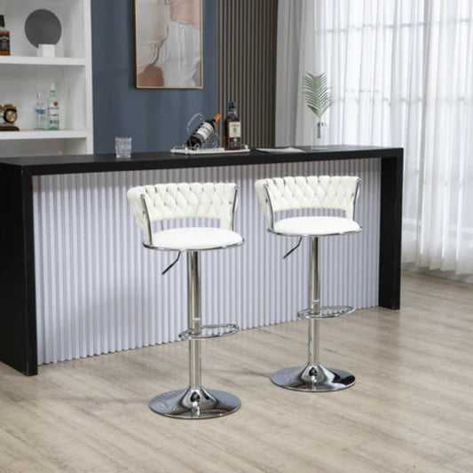 COOLMORE Swivel Bar Stools Set of 2 Adjustable Counter Height Chairs with Footrest for Kitchen, Dining Room 2PC/SET-海智集-Default-