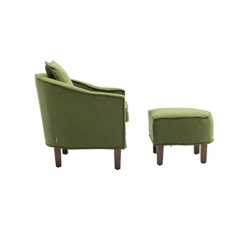 COOLMORE Accent Chair with Ottoman, Mid Century Modern Barrel Chair Upholstered Club Tub Round Arms Chair for Living Room-海智集-Default-