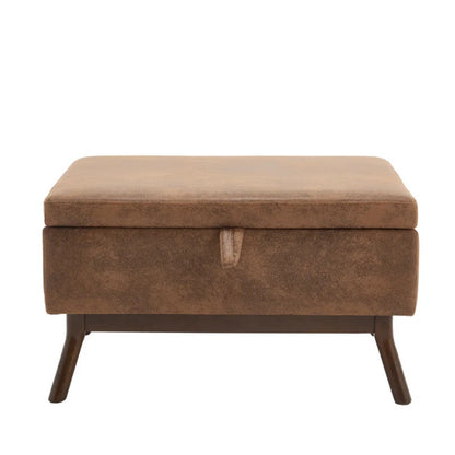 Mid-century modern square coffee table storage bench, assembled, suitable for living room, entryway and family room, used as a coffee table, stirrups, shoe bench-海智集-Default-