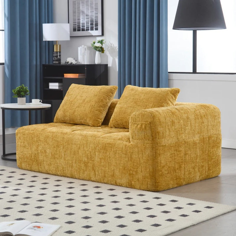 UNITED WE WIN Chenille Loveseat Sofa,Minimalist Modular Couches Sleeper for Living Room Bedroom Apartment Lounge-海智集-Default-