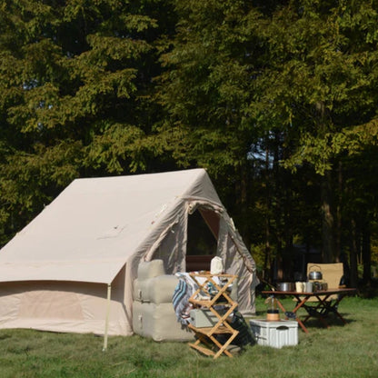 Inflatable Camping Tent Easy Setup 4 Season Glamping Tent with High Performance Inflatable Structure 4-6 Persons Waterproof Windproof Outdoor Self-Supporting Blow up Tent Air Tent Portable House Beige-海智集-Default-