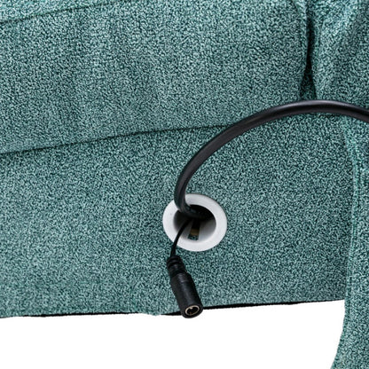 Ergonomic Electric Massage Chaise Lounge with Remote Control, Teal Linen Upholstery, 5 Modes for Relaxation-海智集-Default-