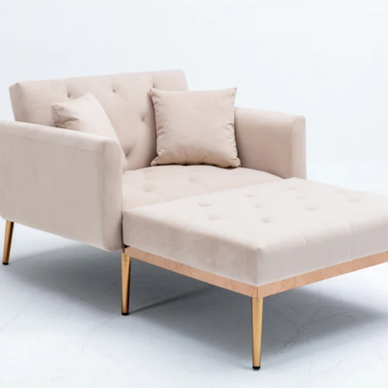 COOLMORE fashionable and classic style chaise lounge chair / accent chair for Living Room, bedroom (Beige velvet)-海智集-Default-
