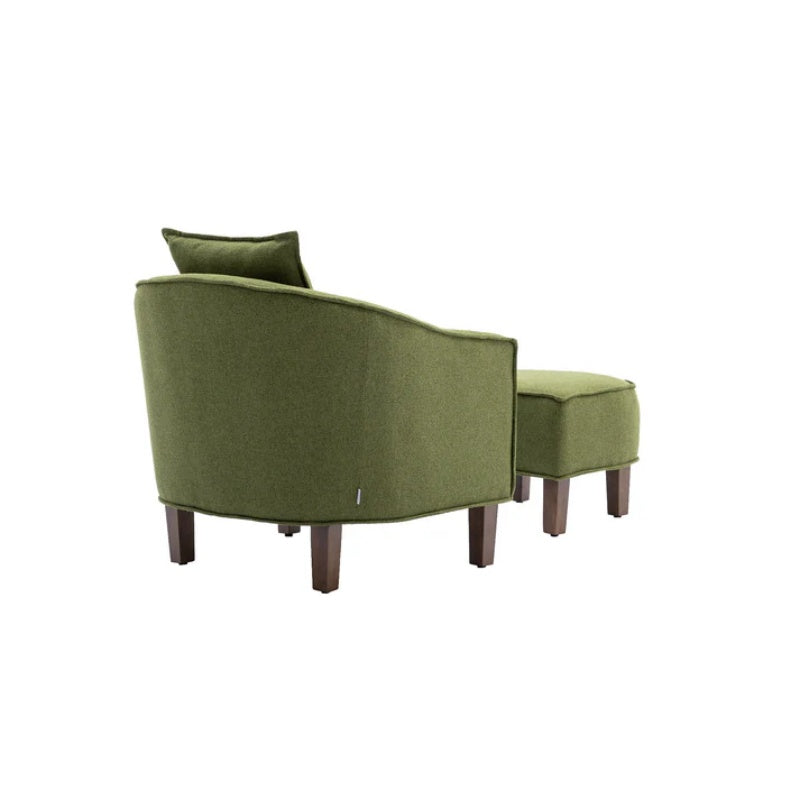 COOLMORE Accent Chair with Ottoman, Mid Century Modern Barrel Chair Upholstered Club Tub Round Arms Chair for Living Room-海智集-Default-