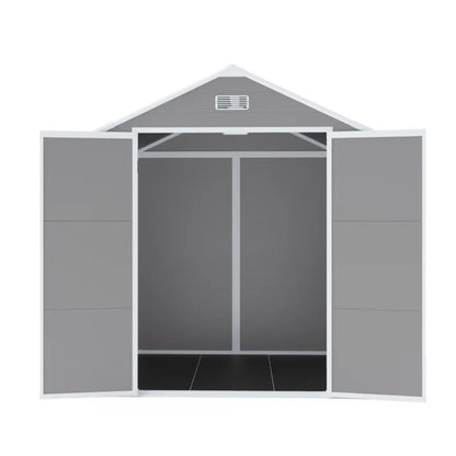 Campcraft 8*8ft resin storage shed, high quality pp material, strong structure, waterproof, rust and UV proof, large storage space, 12mm thick pp board, HD window lighting-海智集-Default-