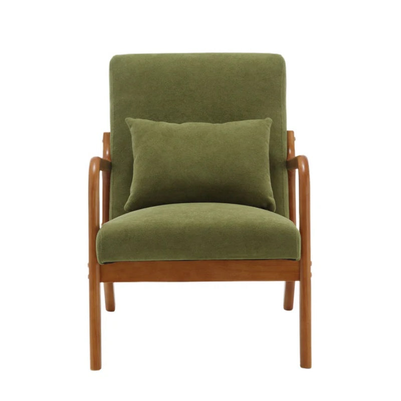 COOLMORE Modern Accent Chair, Solid Wood Padding Lounge Armchairs With One pillow for Living Room, Bedroom, Guest Room (Green)-海智集-Default-