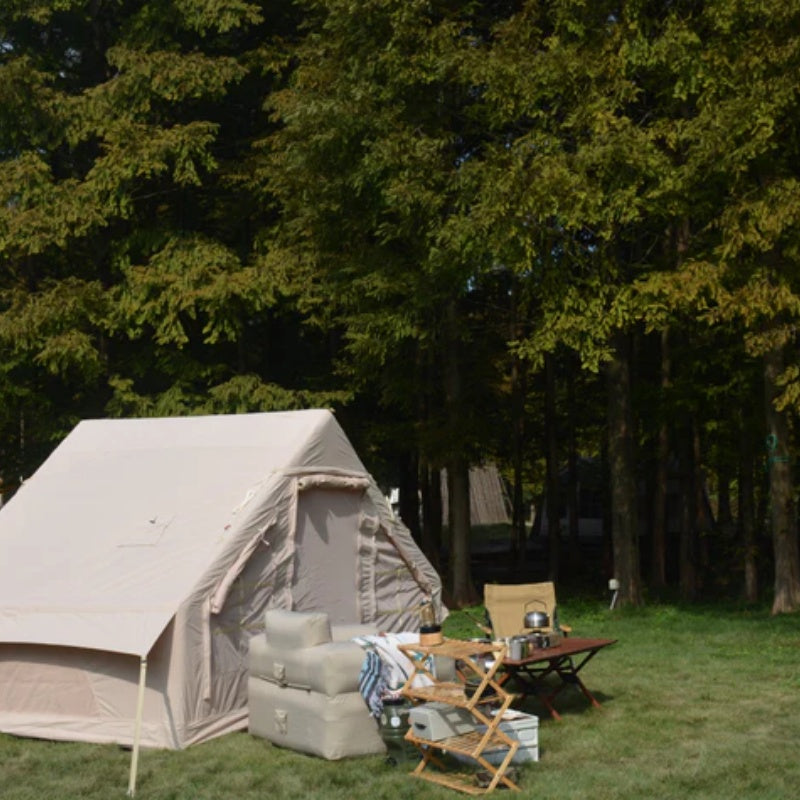Inflatable Camping Tent Easy Setup 4 Season Glamping Tent with High Performance Inflatable Structure 4-6 Persons Waterproof Windproof Outdoor Self-Supporting Blow up Tent Air Tent Portable House Beige-海智集-Default-