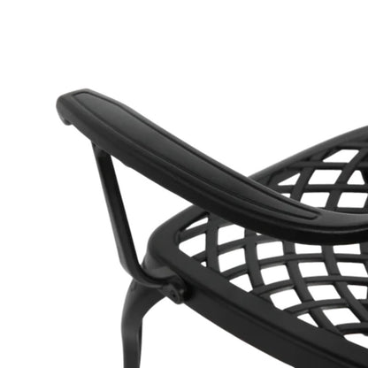 3 Piece Patio Bistro Set Cast Aluminum Bistro Table and Chairs Set of 2 with Umbrella Hole,All Weather Metal Bistro Table Set,Outdoor Patio Furniture Set for Garden Black with cushion-海智集-Default-