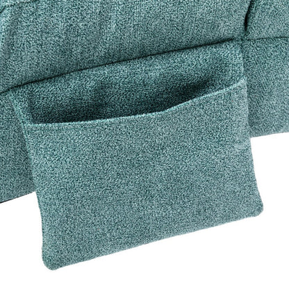 Ergonomic Electric Massage Chaise Lounge with Remote Control, Teal Linen Upholstery, 5 Modes for Relaxation-海智集-Default-