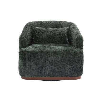 Elegant Swivel Barrel Chair, Comfy Accent Sofa Chair with 360 Degree Swivel, Chenille Fabric, Emerald, 31.5x31.5x27.56 inches-海智集-Default-