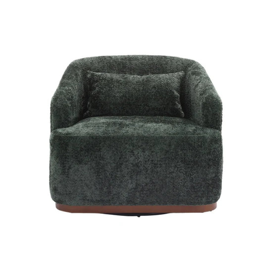 Elegant Swivel Barrel Chair, Comfy Accent Sofa Chair with 360 Degree Swivel, Chenille Fabric, Emerald, 31.5x31.5x27.56 inches-海智集-Default-