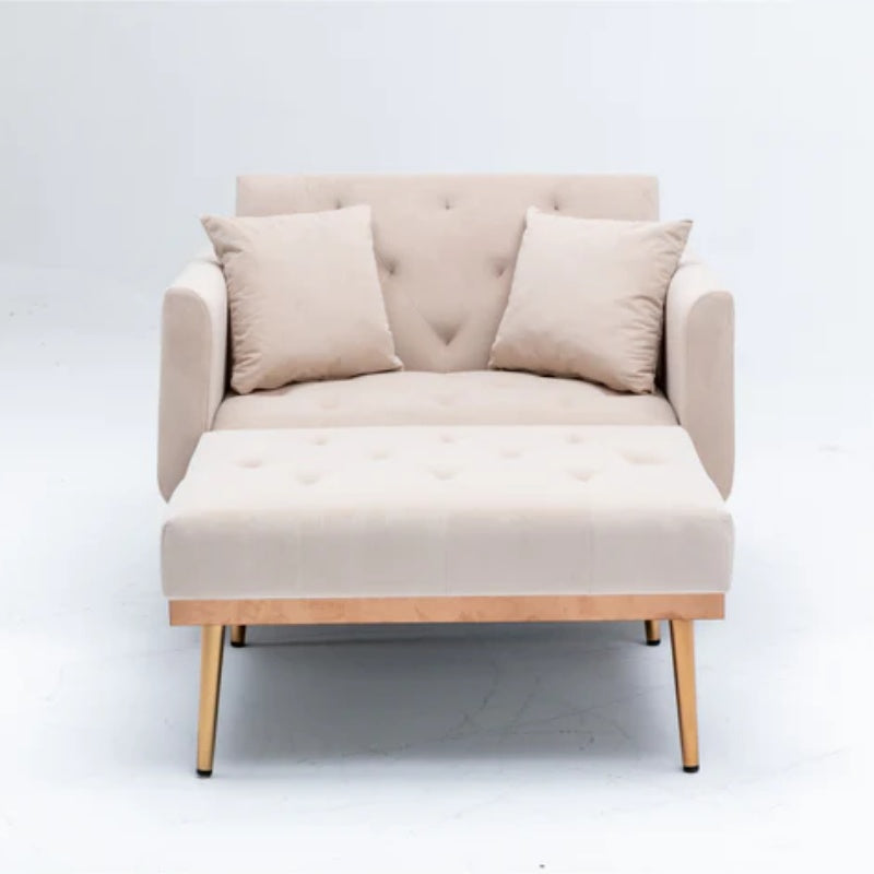 COOLMORE fashionable and classic style chaise lounge chair / accent chair for Living Room, bedroom (Beige velvet)-海智集-Default-