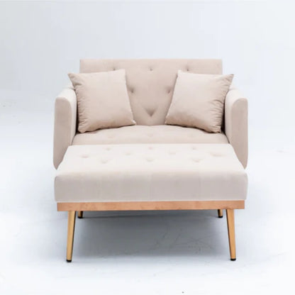 COOLMORE fashionable and classic style chaise lounge chair / accent chair for Living Room, bedroom (Beige velvet)-海智集-Default-
