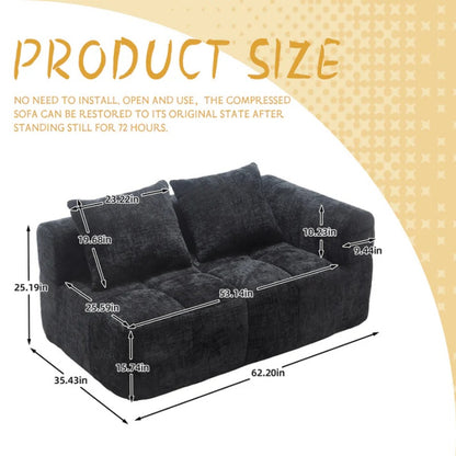 UNITED WE WIN Chenille Loveseat Sofa,Minimalist Modular Couches Sleeper for Living Room Bedroom Apartment Lounge-海智集-Default-