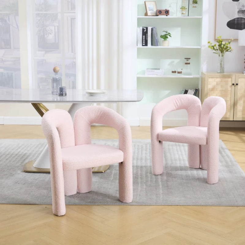 COOLMORE Contemporary Designed Velvet Upholstered Accent/Dining Chair with Armrests in Pink Teddy-海智集-Default-