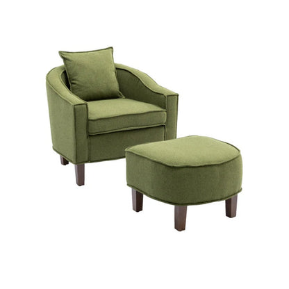 COOLMORE Accent Chair with Ottoman, Mid Century Modern Barrel Chair Upholstered Club Tub Round Arms Chair for Living Room-海智集-Default-