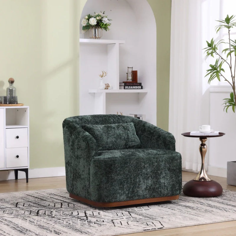 Elegant Swivel Barrel Chair, Comfy Accent Sofa Chair with 360 Degree Swivel, Chenille Fabric, Emerald, 31.5x31.5x27.56 inches-海智集-Default-