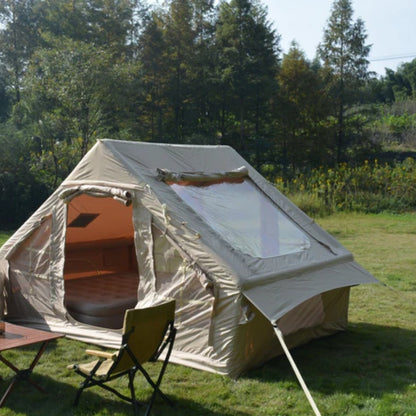 Inflatable Camping Tent Easy Setup 4 Season Glamping Tent with High Performance Inflatable Structure 4-6 Persons Waterproof Windproof Outdoor Self-Supporting Blow up Tent Air Tent Portable House Beige-海智集-Default-