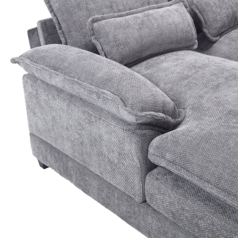 UNITED WE WIN Chenille, high quality sponge filling, solid wood frame, oversized four-seater, U-shaped combination sofa-海智集-Default-