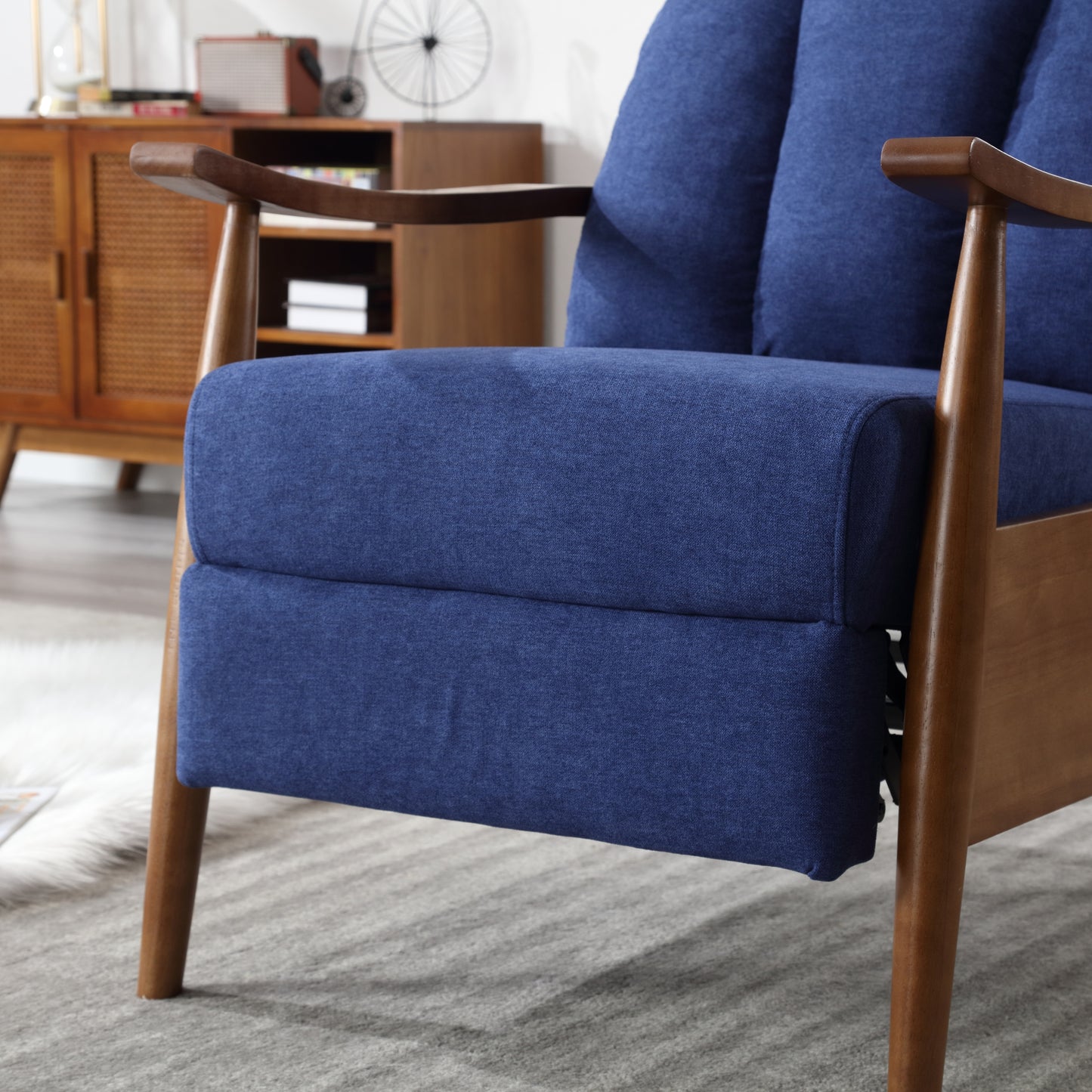 COOLMORE Wood Frame Armchair, Modern Accent Chair Lounge Chair for Living Room-海智集-Default-