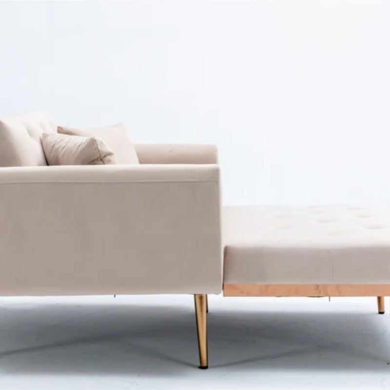COOLMORE fashionable and classic style chaise lounge chair / accent chair for Living Room, bedroom (Beige velvet)-海智集-Default-