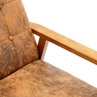 Accent Chairs Set of 2 with Side Table, Mid Century Modern Accent Chair, Wood and Fabric Armchairs Side Chair, Lounge Reading Comfy Arm Chair for Living Room, Bedroom, Office-海智集-Default-