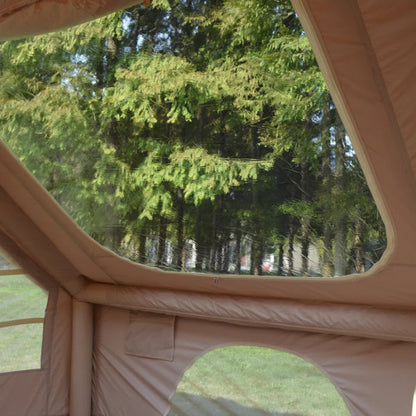 Inflatable Camping Tent Easy Setup 4 Season Glamping Tent with High Performance Inflatable Structure 4-6 Persons Waterproof Windproof Outdoor Self-Supporting Blow up Tent Air Tent Portable House Beige-海智集-Default-