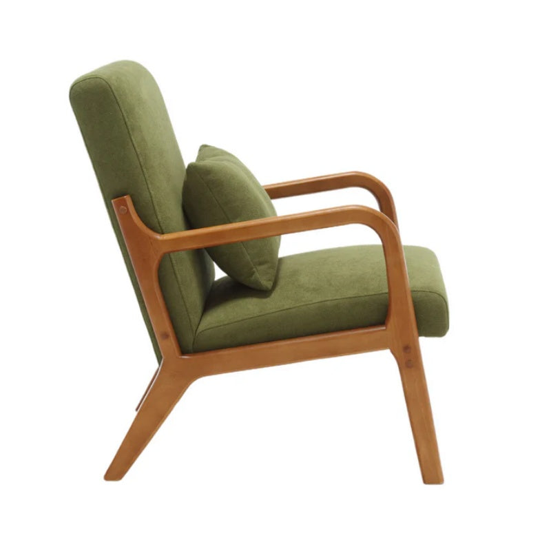 COOLMORE Modern Accent Chair, Solid Wood Padding Lounge Armchairs With One pillow for Living Room, Bedroom, Guest Room (Green)-海智集-Default-