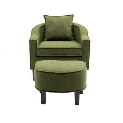 COOLMORE Accent Chair with Ottoman, Mid Century Modern Barrel Chair Upholstered Club Tub Round Arms Chair for Living Room-海智集-Default-