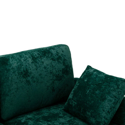 COOLMORE U-shape sectional sofa with Ottoman , Reversible Sofa Couch for Living Room,Spacious Furniture,Durable Couch Removable and machine washable cover (Emerald Velvet)-海智集-Default-