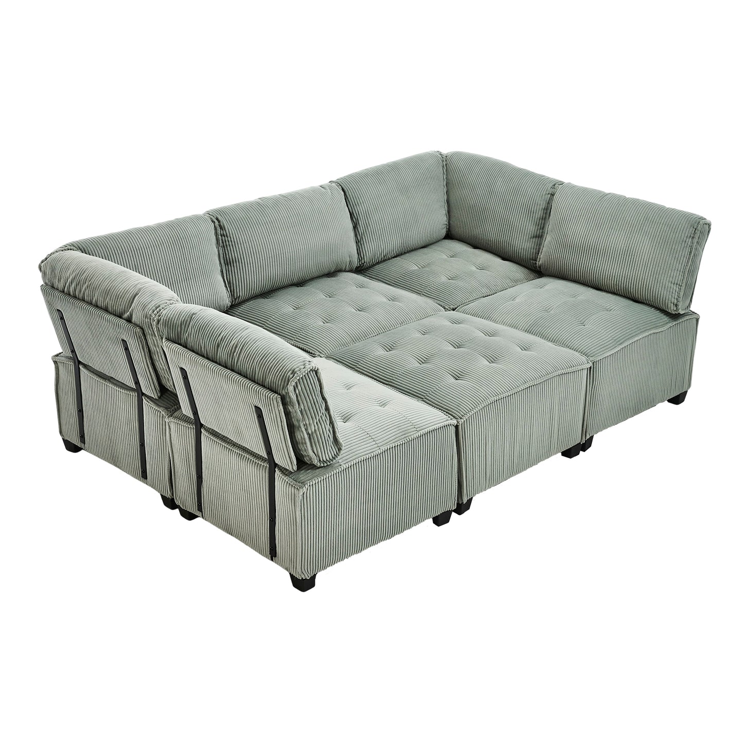 UNITED WE WIN Modular Sectional Sofa U Shaped Modular Couch with Reversible Chaise Modular Sofa Sectional Couch,6- Seat Convertible Sofa,Fit for Living Room-海智集-Default-