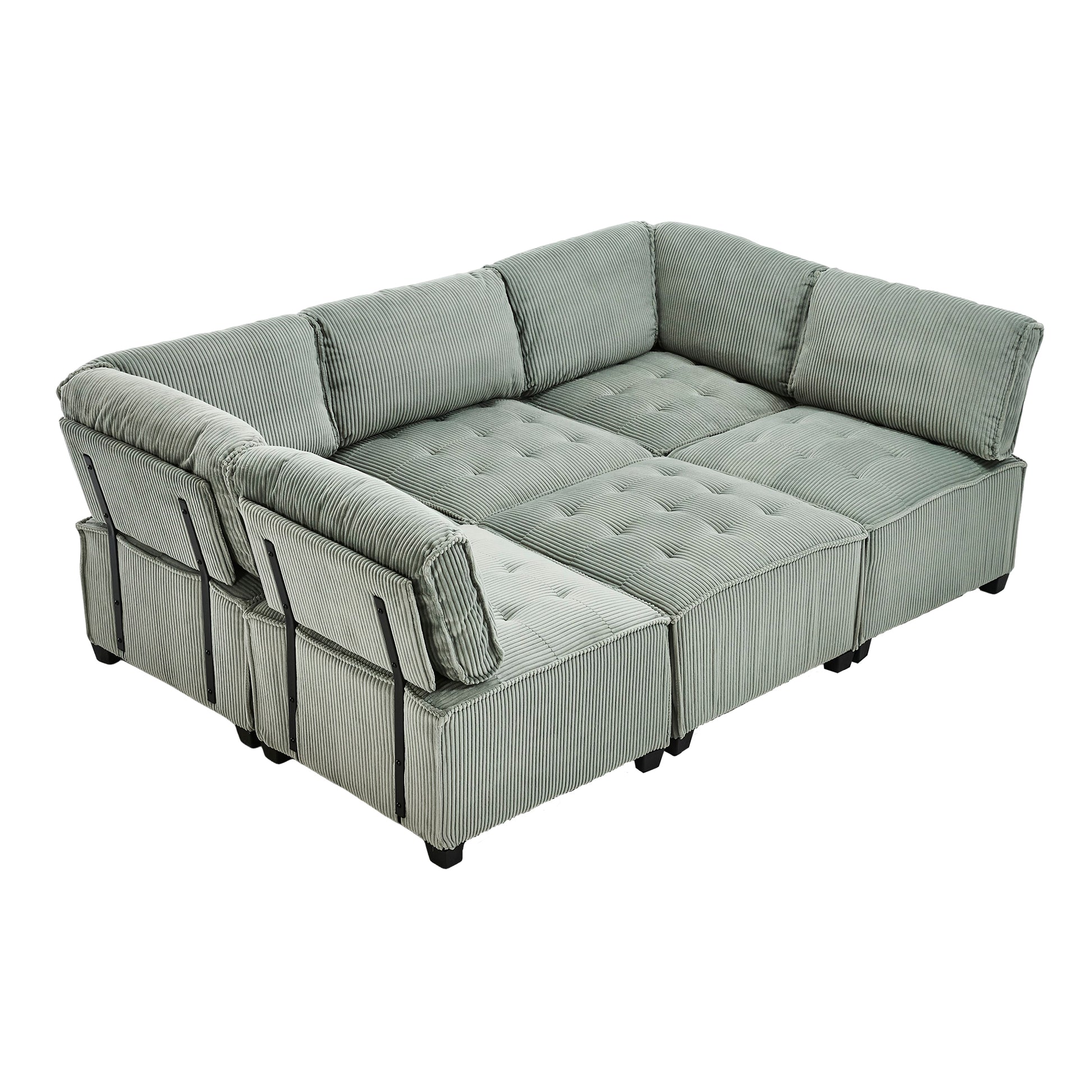 UNITED WE WIN Modular Sectional Sofa U Shaped Modular Couch with Reversible Chaise Modular Sofa Sectional Couch,6- Seat Convertible Sofa,Fit for Living Room-海智集-Default-