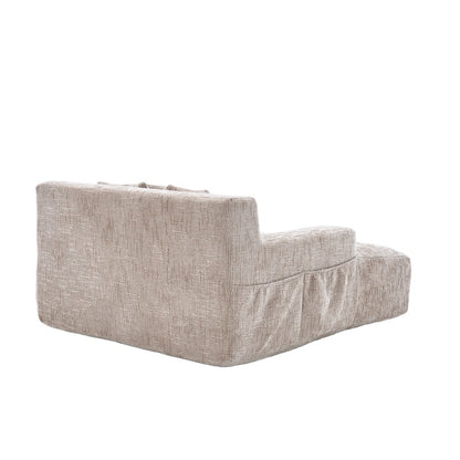 Chenille Interior Lazy Sofa Chaise Longue Armchair with Pillows and Armrests in Khaki-海智集-Default-