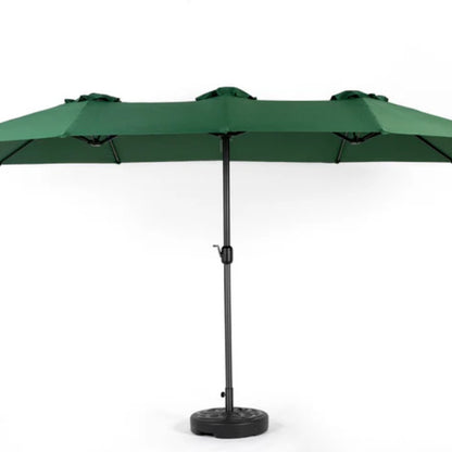 14.8 Ft Double Sided Outdoor Umbrella Rectangular Large with Crank ( Dark green)(No Base)-海智集-Default-