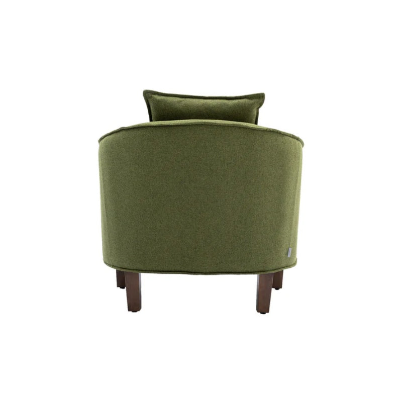 COOLMORE Accent Chair with Ottoman, Mid Century Modern Barrel Chair Upholstered Club Tub Round Arms Chair for Living Room-海智集-Default-