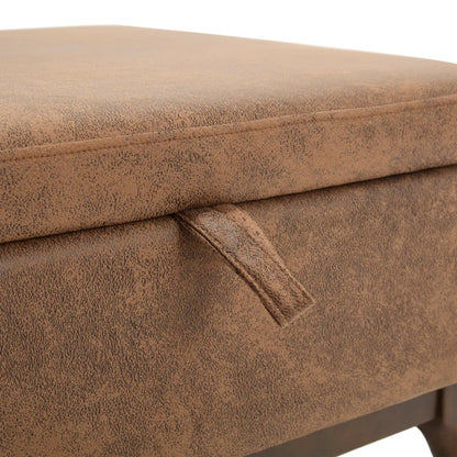 Mid-century modern square coffee table storage bench, assembled, suitable for living room, entryway and family room, used as a coffee table, stirrups, shoe bench-海智集-Default-