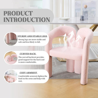 COOLMORE Contemporary Designed Velvet Upholstered Accent/Dining Chair with Armrests in Pink Teddy-海智集-Default-