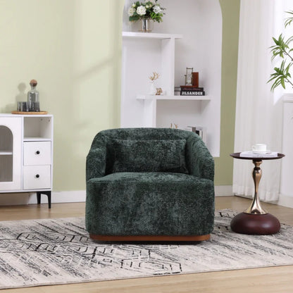 Elegant Swivel Barrel Chair, Comfy Accent Sofa Chair with 360 Degree Swivel, Chenille Fabric, Emerald, 31.5x31.5x27.56 inches-海智集-Default-