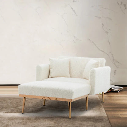 COOLMORE fashionable and classic style chaise lounge chair / accent chair for Living Room, bedroom (Teddy White)-海智集-Default-