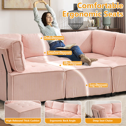 UNITED WE WIN Modular Sectional Sofa U Shaped Modular Couch with Reversible Chaise Modular Sofa Sectional Couch,6- Seat Convertible Sofa,Fit for Living Room-海智集-Default-