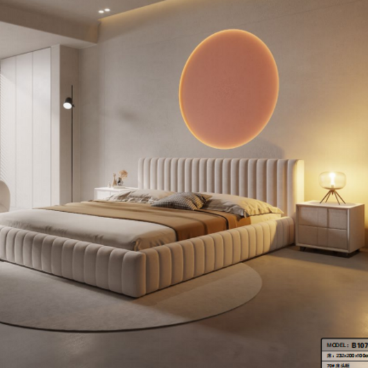 Luo LAN Series Italian Light Luxury Matte Bed B107#232*200*100 (Single bed excluding bedside table)-海智集-